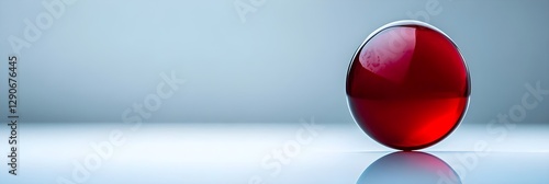 Red Glass Sphere on Reflective Surface Minimalist Abstract Background