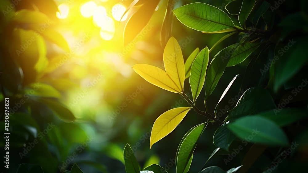 Backlit Green Leaves in Sunlight Backlit Green Leaves in Sunlight
