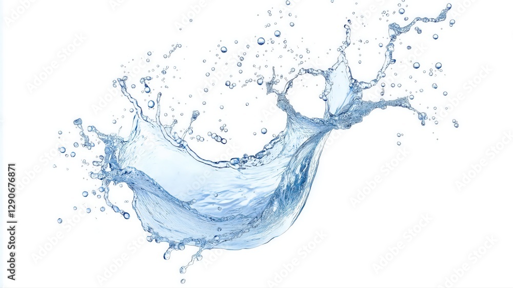 Water splash in blue color isolated on a white background Water splash in blue color isolated on a white background