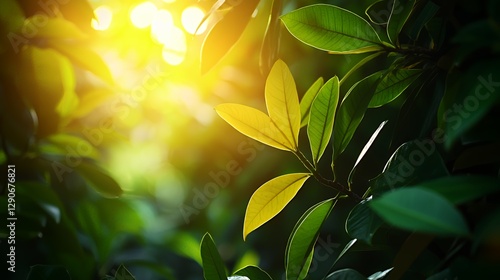 Backlit Green Leaves in Sunlight