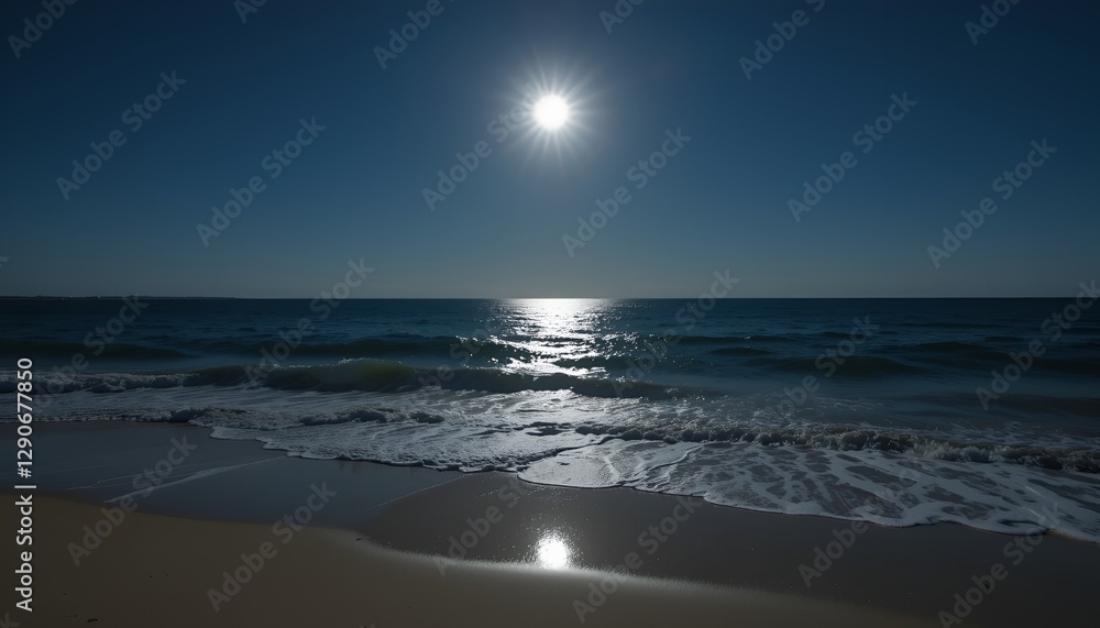 Fototapeta premium Moonlit Serenity on the Shore