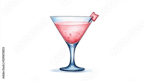 Wallpaper Mural Pink Cosmopolitan Cocktail Watercolor Martini Glass Illustration Torontodigital.ca
