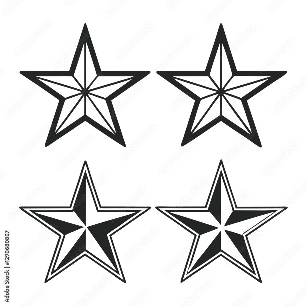 Obraz premium Simple Star Shapes Icon Set for Creative Projects
