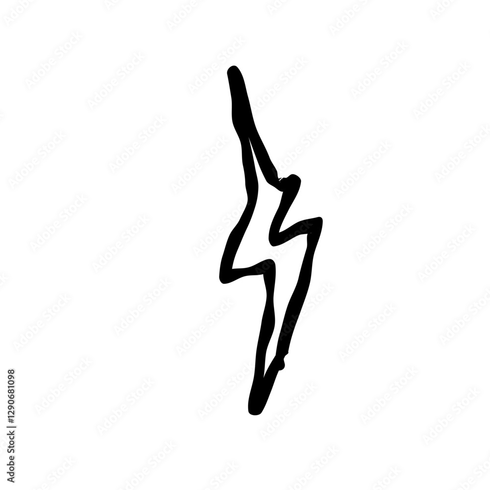 Simple black lightning bolt design on white background, minimalist symbol of energy and power Simple black lightning bolt design on white background, minimalist symbol of energy and power