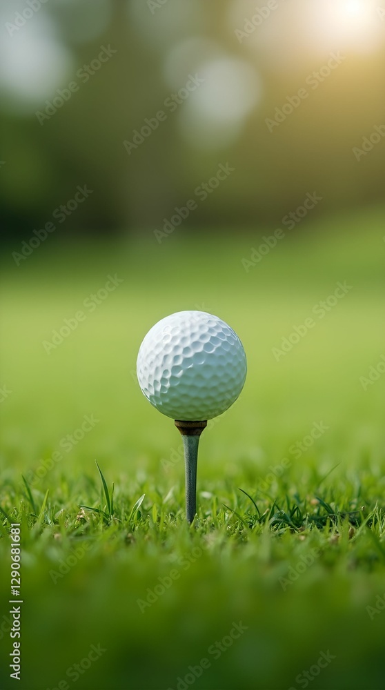 A golf ball on a tee ready to be hit A golf ball on a tee ready to be hit