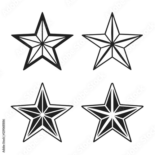 Collection of Various Star Shapes in Flat Design