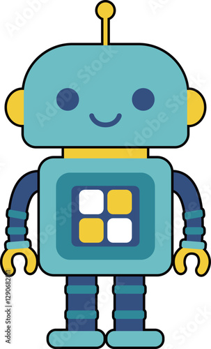 かわいいロボットのキャラクター　棒立ち