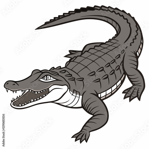 Vector Illustration of Alligator on white background 