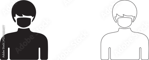 Silhouette of a man in a mask. Vector sign.