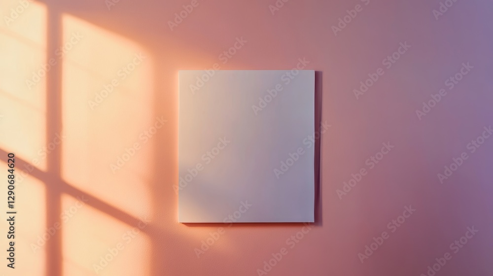 Bright Pink Interior With Empty Frame Casting Shadows on a Wall During Afternoon Light Bright Pink Interior With Empty Frame Casting Shadows on a Wall During Afternoon Light