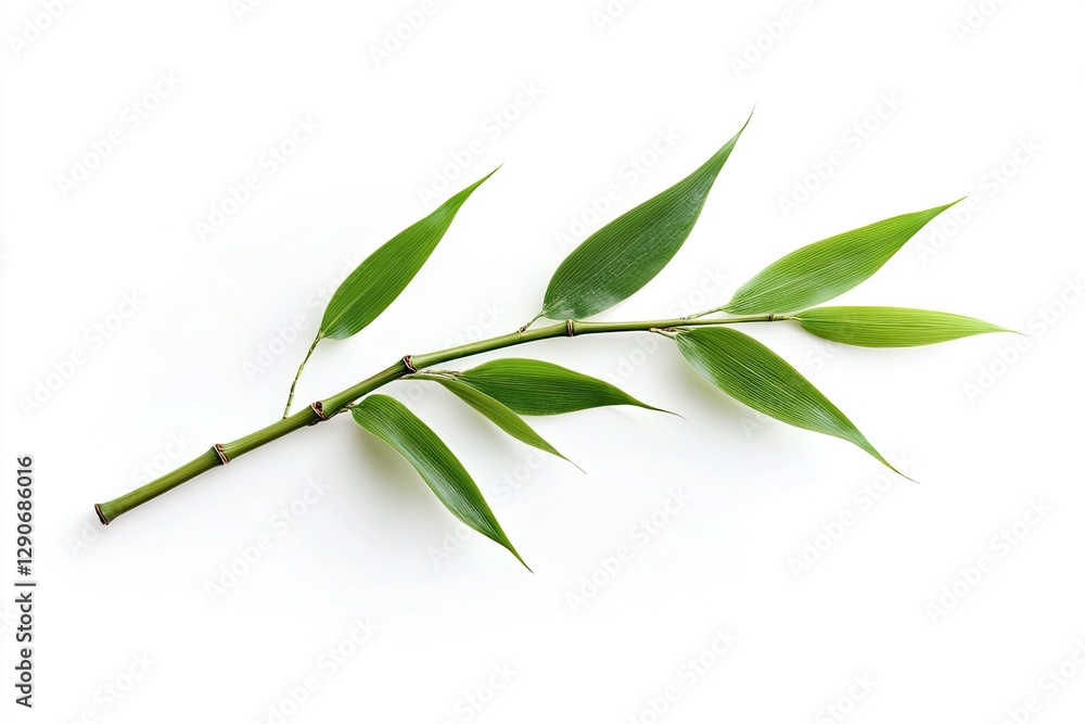 Fototapeta premium A bamboo stalk with leaves, isolated on white