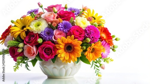 Wallpaper Mural Vibrant floral arrangement against a seamless white background , nature Torontodigital.ca