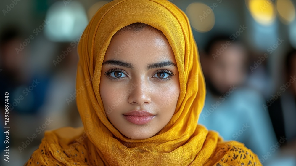 Portrait of a Young Woman in a Mustard Yellow Hijab Portrait of a Young Woman in a Mustard Yellow Hijab