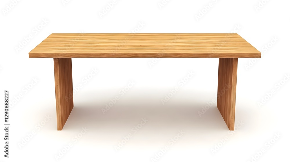 Minimalist Wooden Office Desk on White Background Minimalist Wooden Office Desk on White Background