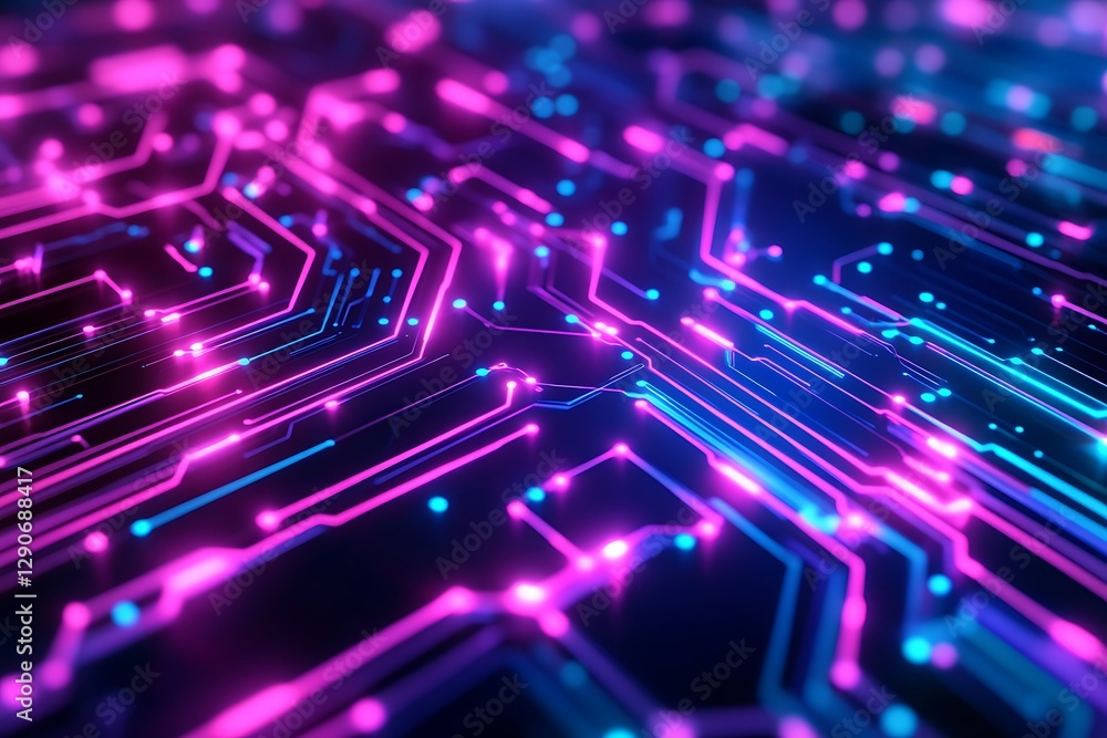 Abstract Circuit Board Neon Light Design Abstract Circuit Board Neon Light Design