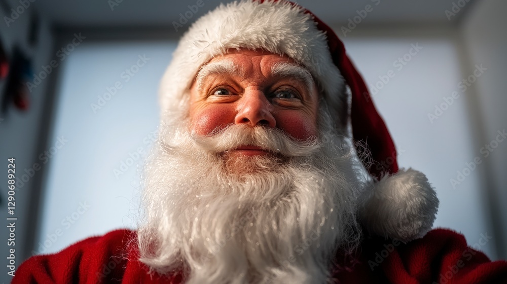 Naklejka premium Jolly Santa Claus Portrait Christmas Holiday Cheer Festive Season