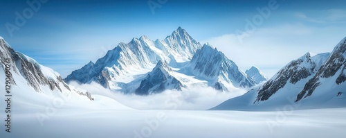 Wallpaper Mural Vast mountain landscape with deep snowdrifts, sharp ridges, and icy cliffs, emphasizing the rugged and wild beauty of winter Torontodigital.ca