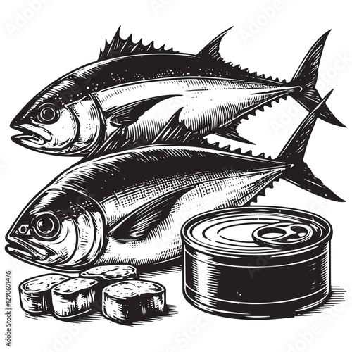 Tuna seafood.Tuna fish vector illustration.