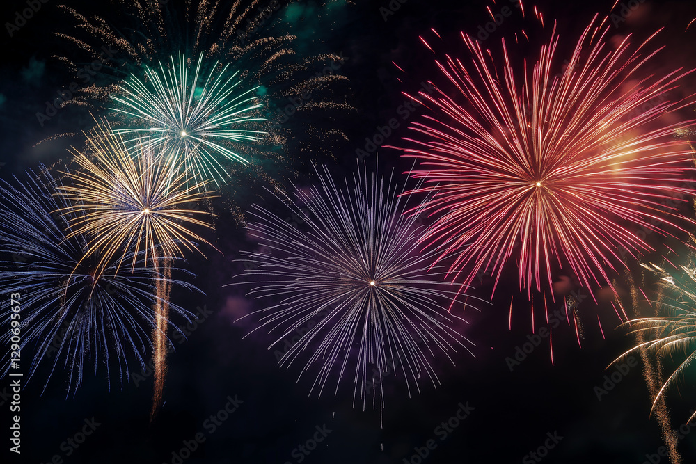 Spectacular Fireworks Display Captured in Stunning Detail Illuminating the Night Sky with Vibrant Colors. Generative Ai Spectacular Fireworks Display Captured in Stunning Detail Illuminating the Night Sky with Vibrant Colors. Generative Ai