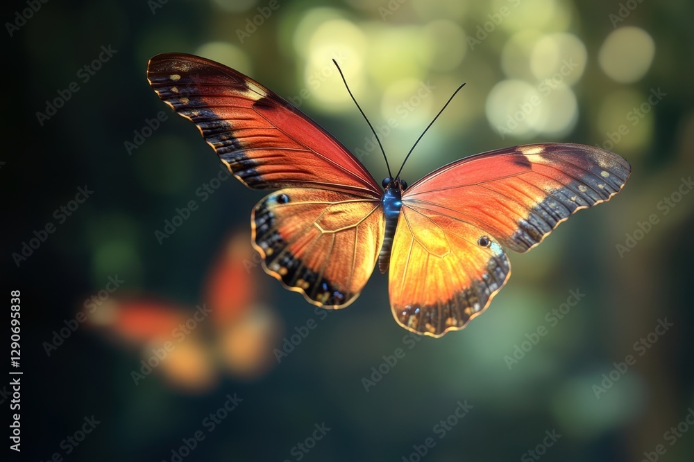 Colorful butterfly fluttering gracefully in a vibrant garden during daylight hours Colorful butterfly fluttering gracefully in a vibrant garden during daylight hours