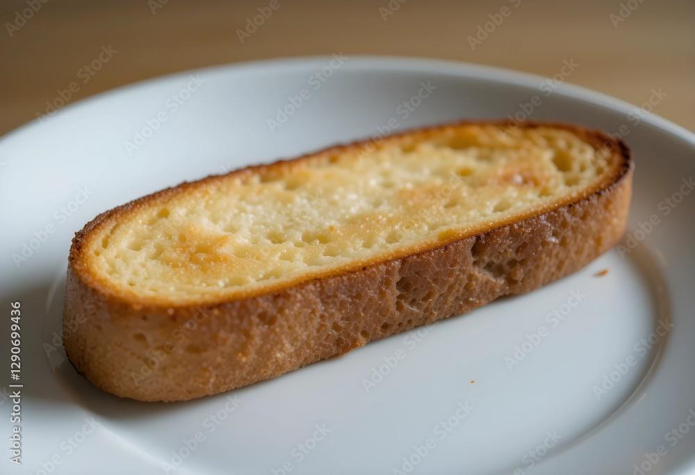 A golden-brown slice of toast on a plain plate. Crisp texture and warm tones are visible, with soft lighting emphasizing the details of the crust and airy bread interior. A golden-brown slice of toast on a plain plate. Crisp texture and warm tones are visible, with soft lighting emphasizing the details of the crust and airy bread interior.