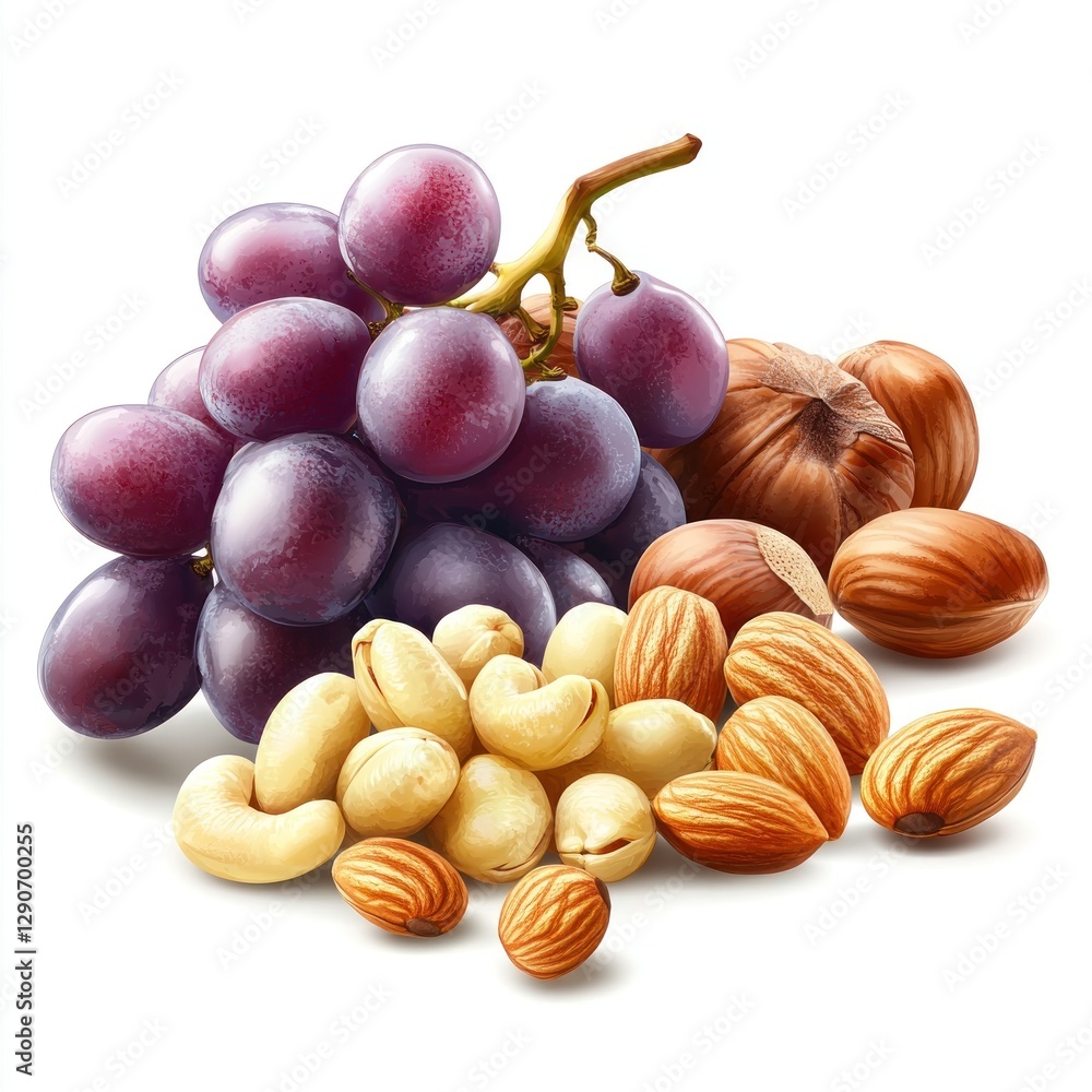 Fototapeta premium Mixed Nuts and Grapes Healthy Snack