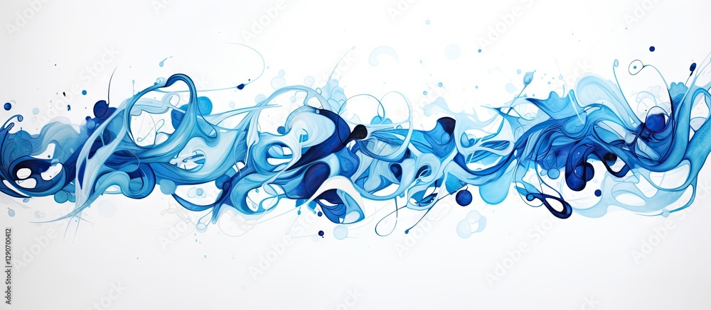 Abstract blue fluid art with various shades of blue and white swirls creating a dynamic wave effect on a clean white background Abstract blue fluid art with various shades of blue and white swirls creating a dynamic wave effect on a clean white background