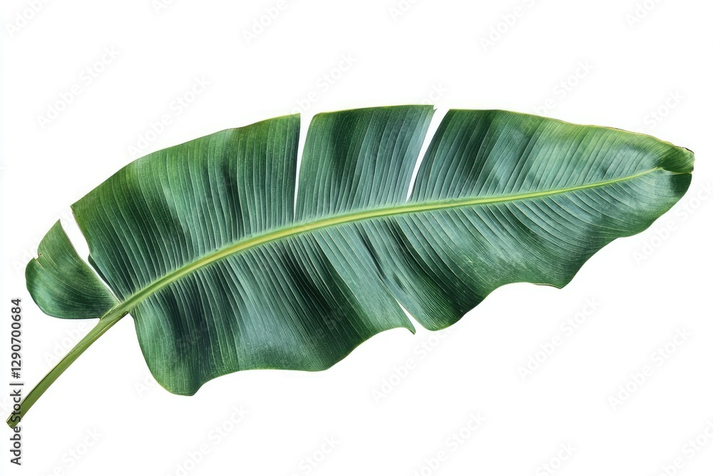 A banana leaf with rich green color and detailed veins, isolated A banana leaf with rich green color and detailed veins, isolated
