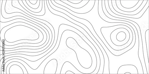 Abstract white contour wave lines topographic background, lines map seamless pattern, modern wallpaper texture and realistic design used for banner and posters, mountain relief geographic pattern.