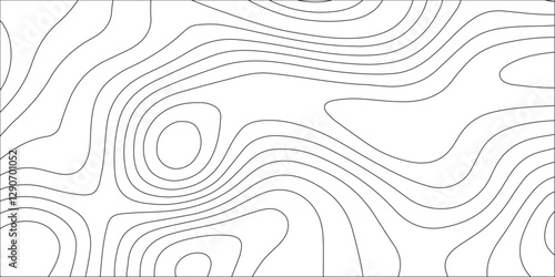 Abstract white contour wave lines topographic background, lines map seamless pattern, modern wallpaper texture and realistic design used for banner and posters, mountain relief geographic pattern.