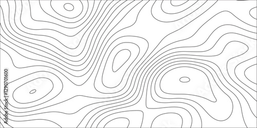 Abstract white contour wave lines topographic background, lines map seamless pattern, modern wallpaper texture and realistic design used for banner and posters, mountain relief geographic pattern.