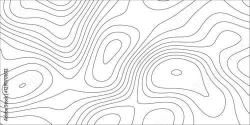 Abstract white contour wave lines topographic background, lines map seamless pattern, modern wallpaper texture and realistic design used for banner and posters, mountain relief geographic pattern.