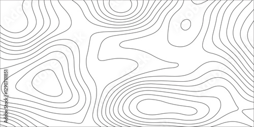 Abstract white contour wave lines topographic background, lines map seamless pattern, modern wallpaper texture and realistic design used for banner and posters, mountain relief geographic pattern.