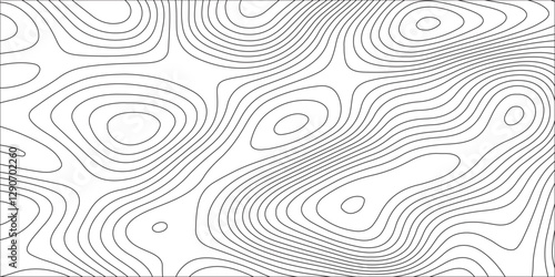 Abstract white contour wave lines topographic background, lines map seamless pattern, modern wallpaper texture and realistic design used for banner and posters, mountain relief geographic pattern.