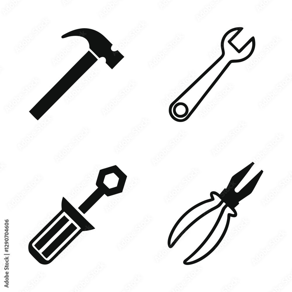 Vector Set of Tools Icons for Technicians Vector Set of Tools Icons for Technicians