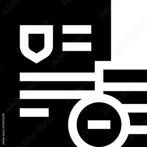 Minimalist financial insurance glyph icon in a monochrome vector style. This simple design symbolizes financial security, risk management, investment protection, and economic stability, making it idea