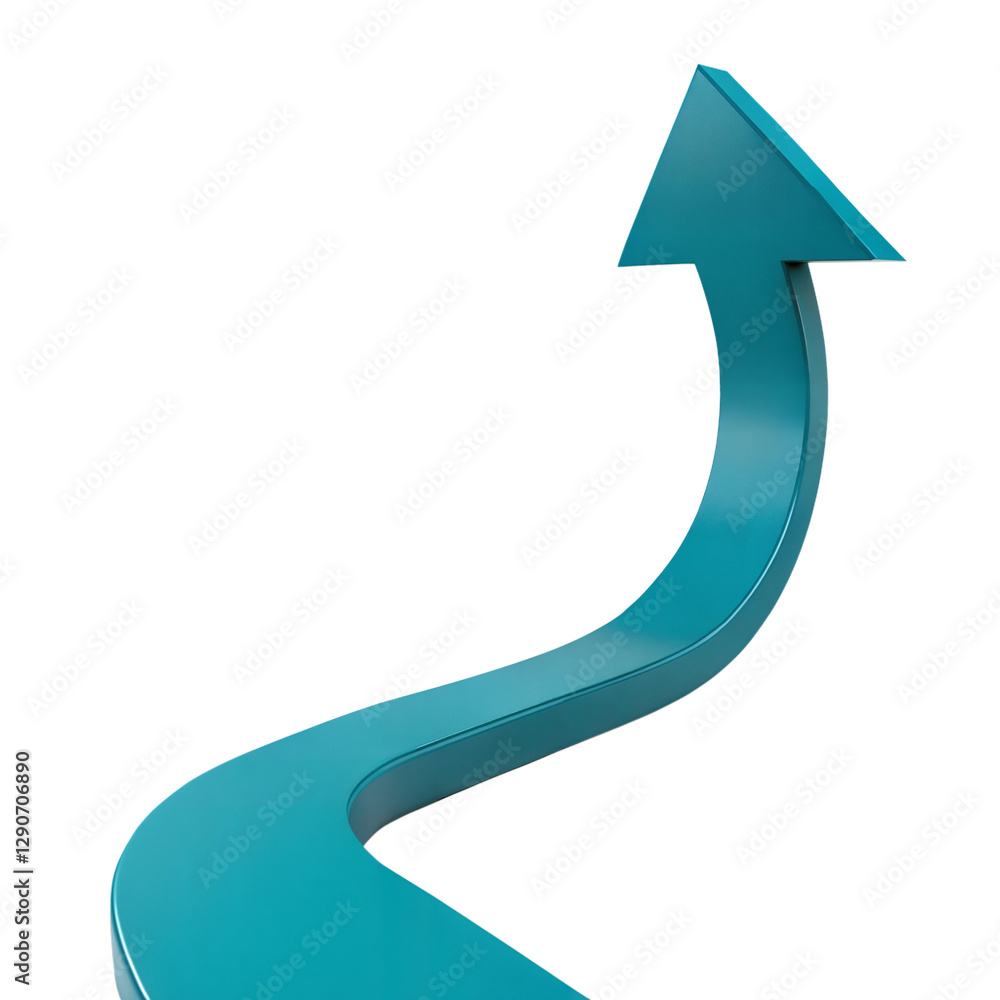 Teal Growth Arrow Graphic for Business Presentations, green arrow on white background Teal Growth Arrow Graphic for Business Presentations, green arrow on white background