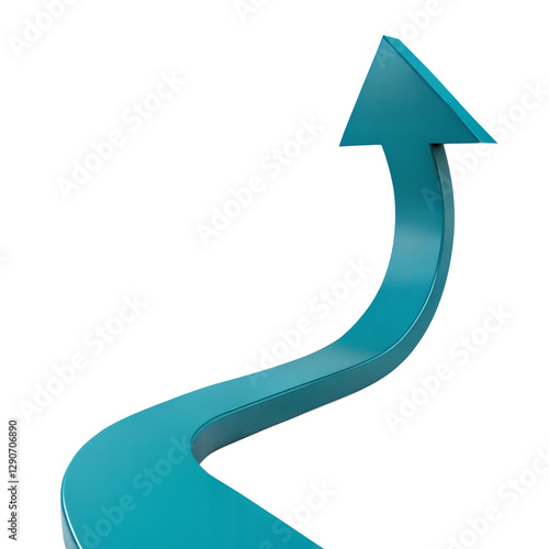 Teal Growth Arrow Graphic for Business Presentations, green arrow on white background