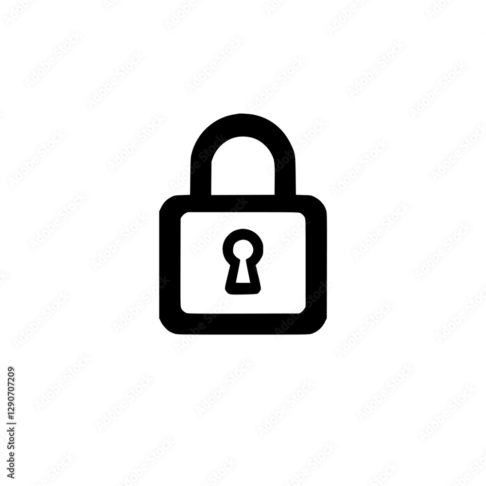 Monochrome, centered image of a padlock, keyhole visible. Simple, clean, minimalist style. Monochrome, centered image of a padlock, keyhole visible. Simple, clean, minimalist style.