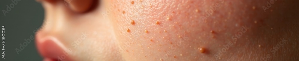 Fototapeta premium Close-up of light brown freckles clustered on skin, genetics, biology, tan
