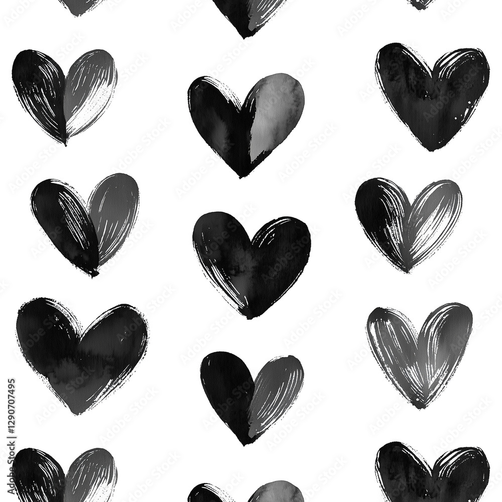Black Ink Hand-Drawn Heart Pattern Black Ink Hand-Drawn Heart Pattern