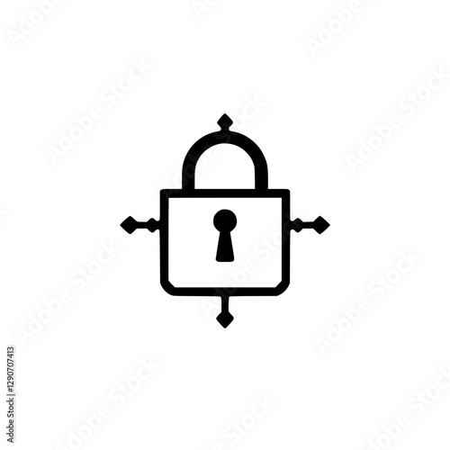 Minimalist minimalist geometric lock icon with keyhole over white backdrop.