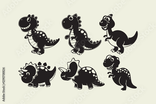 Cute Dinosaur Silhouette Collection vector