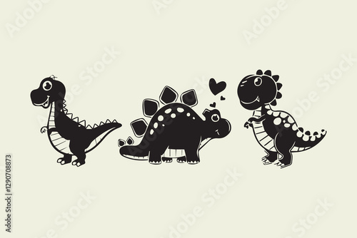 Cute Dinosaur Silhouette Collection vector