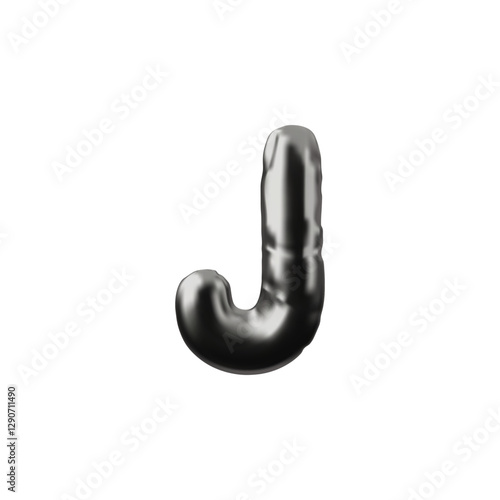 English letter G, inflatable form with glossy metallic surface, 3d vector illustration.