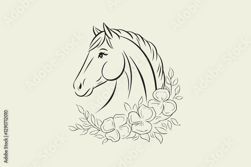 Elegant Horse with Floral Accents vector
