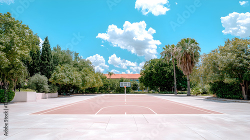 Wallpaper Mural Outdoor basketball court, sunny day, trees, campus Torontodigital.ca