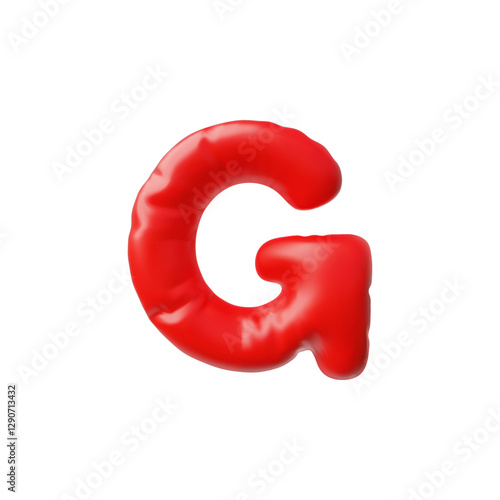 Vector 3D illustration of the inflatable letter of the English alphabet G, red.