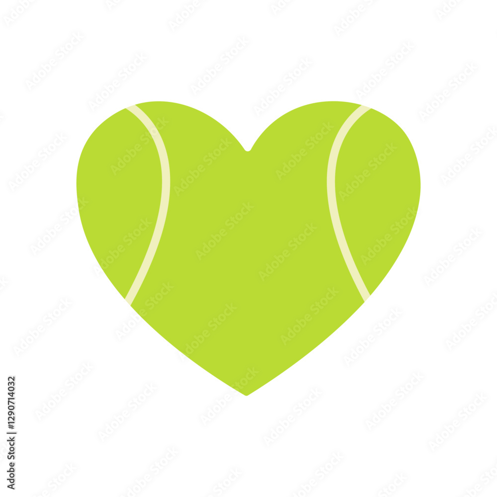 Heart in tennis ball colors, isolated on white background, simple sports symbol for game, competition, and recreation Heart in tennis ball colors, isolated on white background, simple sports symbol for game, competition, and recreation