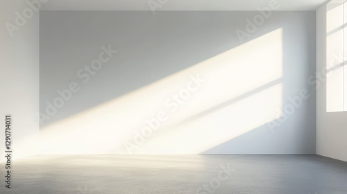 Wallpaper Mural Empty minimalist interior background, white wall with window, sunlight shadow, 3d render Torontodigital.ca